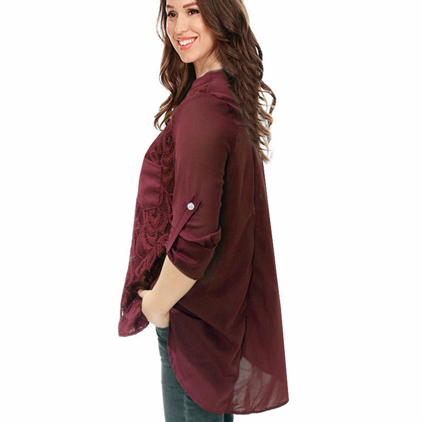 2021 European fashion solid color V-neck long sleeve lace slim shirt red gray green black blue support mixed batch