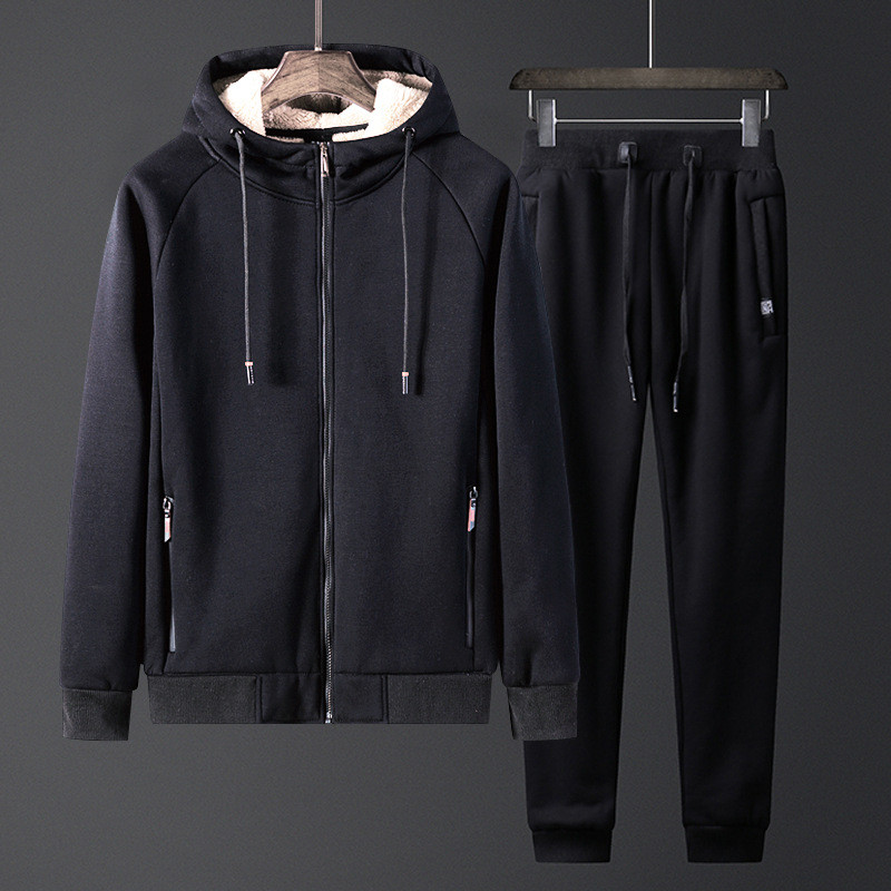 Men's Sets winter lambcashmere men's coat Plus velvet thickening warm sportswear Casual fashion sports suit chandal hombre, Black
Men's Sets winter lambcashmere men's coat Plus velvet thickening warm sportswear Casual fashion sports suit chandal hombre, Black