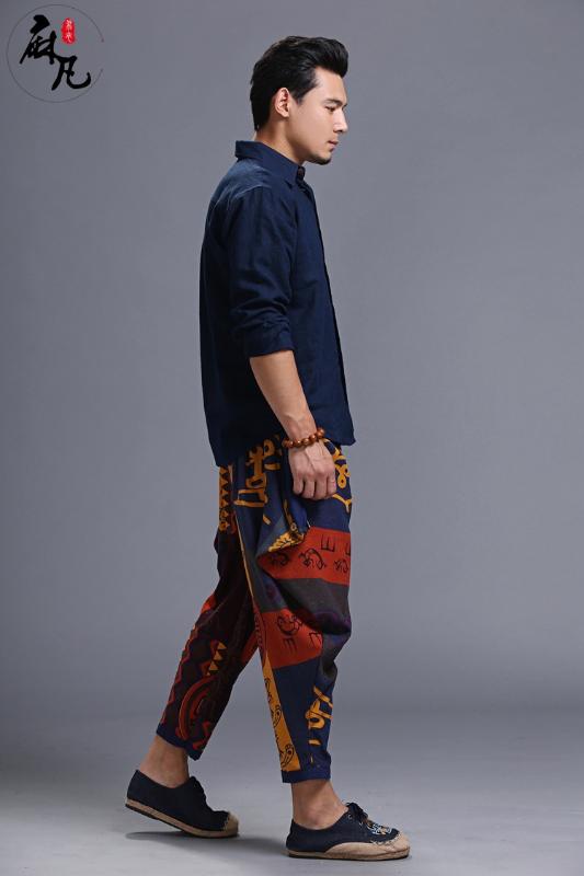 Original folk style Men autumn cotton linen wide leg pants loose casual pants harem haren harem trousers, As pic
Original folk style Men autumn cotton linen wide leg pants loose casual pants harem haren harem trousers, As pic