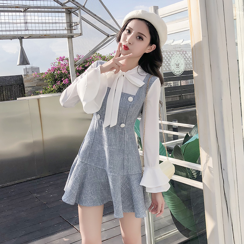 Ruffles Korean Women dress Chiffon Patchwork Flare Sleeve Bow High Waist one-piece Dresses 3187, As picture
Ruffles Korean Women dress Chiffon Patchwork Flare Sleeve Bow High Waist one-piece Dresses 3187, As picture
