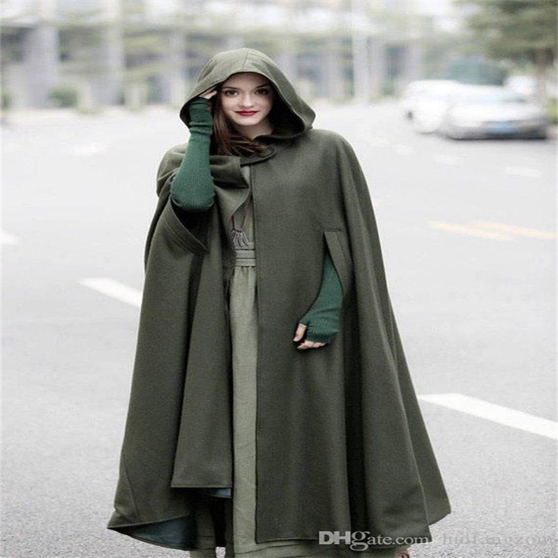 In stock Free shipping Fashion Hooded Cloak Cape Women High Quality Long Wedding Halloween Warm Winter Coats Costume Robe