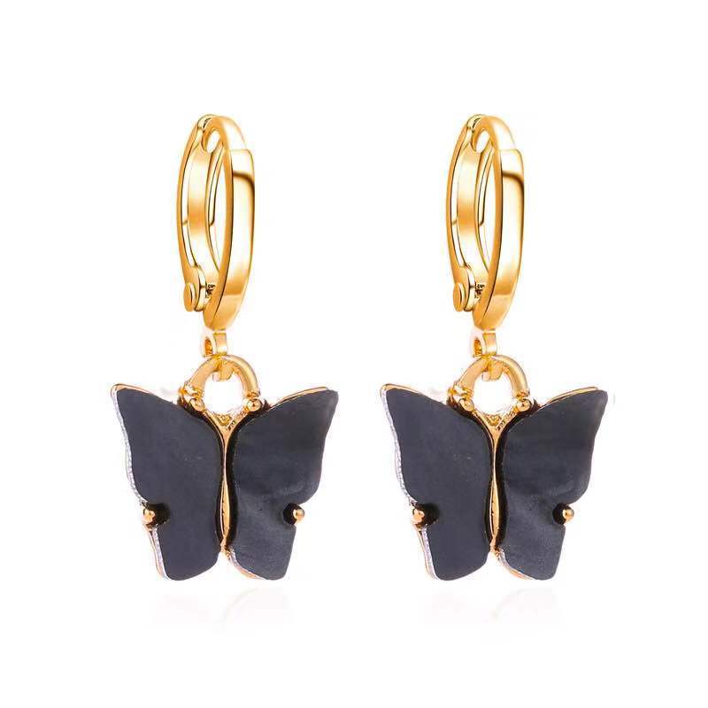 Fashion Candy Color Butterfly Earrings For Women Korean Insect Acrylic Charm Stud Earring Girls Indian Jewelry Wholesale
