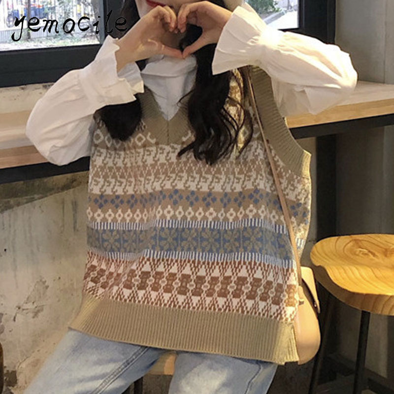 Retro Vest Women's Sweater V-neck Sleeveless Loose Sweaters 2020 Autumn Korean Style Vintage Sweet High Street Female Tops, Khaki
Retro Vest Women's Sweater V-neck Sleeveless Loose Sweaters 2020 Autumn Korean Style Vintage Sweet High Street Female Tops, Khaki