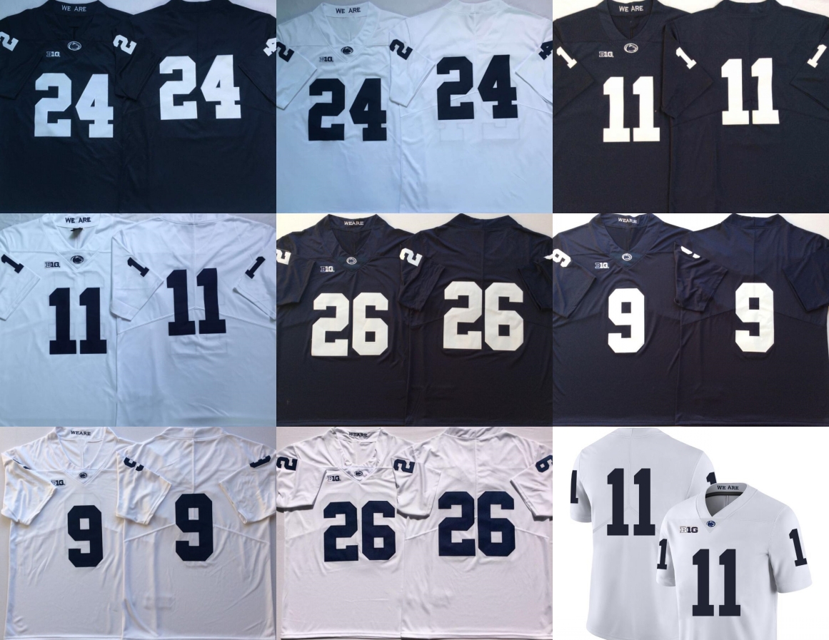 Penn State Nittany Lions jersey 26 Saquon Barkley 11 Micah Parsons 24 Miles Sanders 9 Trace McSorley Navy Blue White Stitched mens
Penn State Nittany Lions jersey 26 Saquon Barkley 11 Micah Parsons 24 Miles Sanders 9 Trace McSorley Navy Blue White Stitched mens