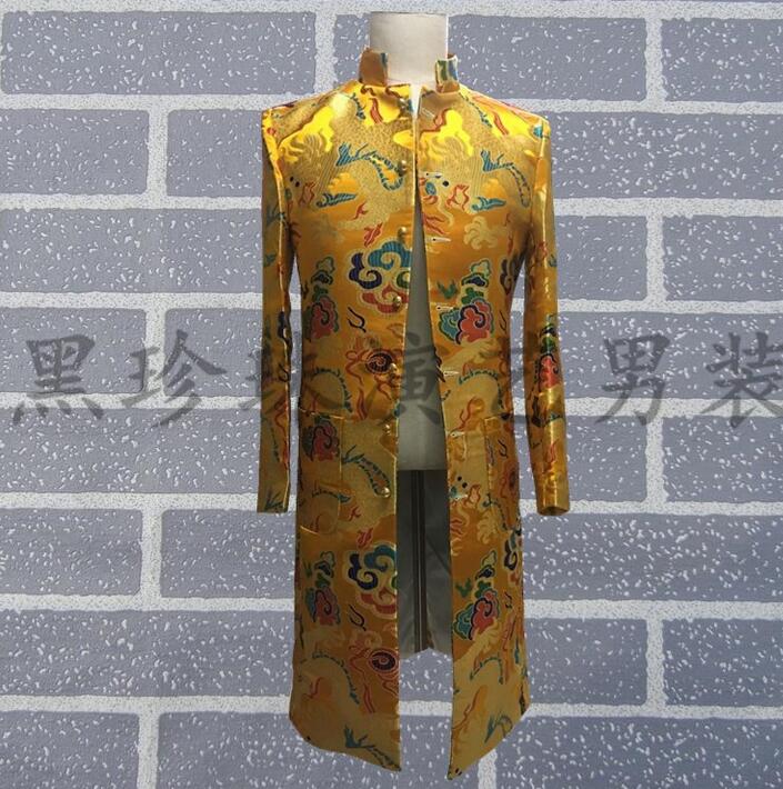 Costumes For Singers Personalized Slim Gold Blazer Mens Embroidery Suits Long Design Chinese Tunic Suits Men Designs Fashion
Costumes For Singers Personalized Slim Gold Blazer Mens Embroidery Suits Long Design Chinese Tunic Suits Men Designs Fashion