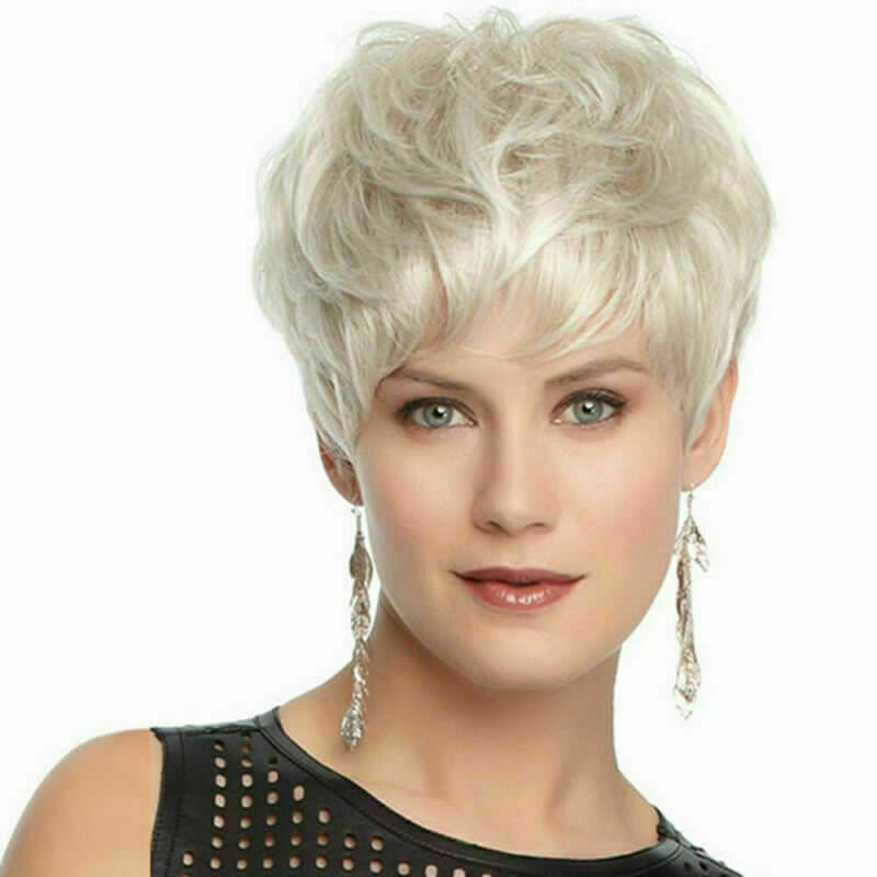 Women Fashion Wig Wavy Curly Short Layered Shaggy Full Synthetic Wig Cosplay Wig