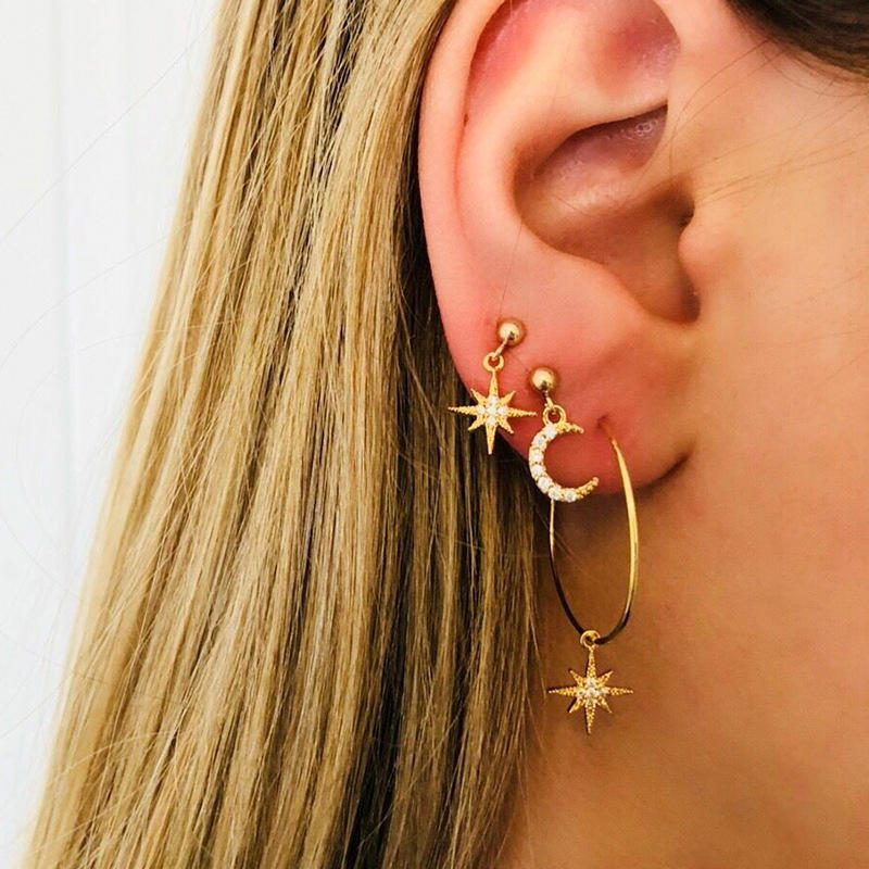 Retro Moon And Star Asymmetrical Brincos Sparkling Rhinestone Statement Earrings Minimalist Charm Hoops Earrings
Retro Moon And Star Asymmetrical Brincos Sparkling Rhinestone Statement Earrings Minimalist Charm Hoops Earrings