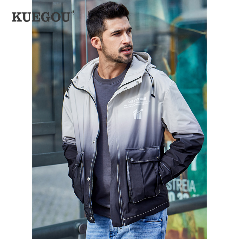 KUEGOU Autumn Men's jacket gradient zipper printing Hooded jacket Fashion coat men top plus size UW-0957, Beige gradients
KUEGOU Autumn Men's jacket gradient zipper printing Hooded jacket Fashion coat men top plus size UW-0957, Beige gradients