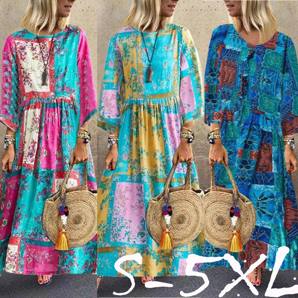 Women Long Sleeve Dress Maxi Long Evening Party Beach Dress Sundress Plus Size, Pink