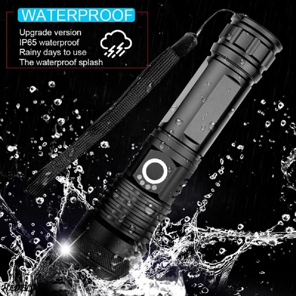 high lumens 502 most powerful led flashlight usb Zoom Tactical torch 50 18650 or 26650 Rechargeable battery hand light Y2004