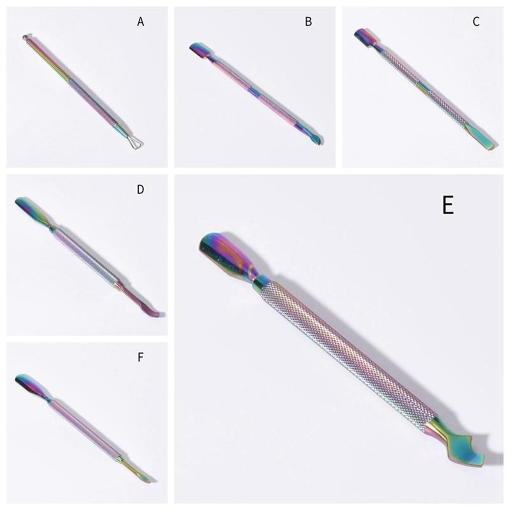 Rainbow Nail Manicure Tools Stainless Steel Dead Skin Remover Nail File Manicure Cutter Spoon Cuticle Pusher Clipper Nail Art Manicure Tools