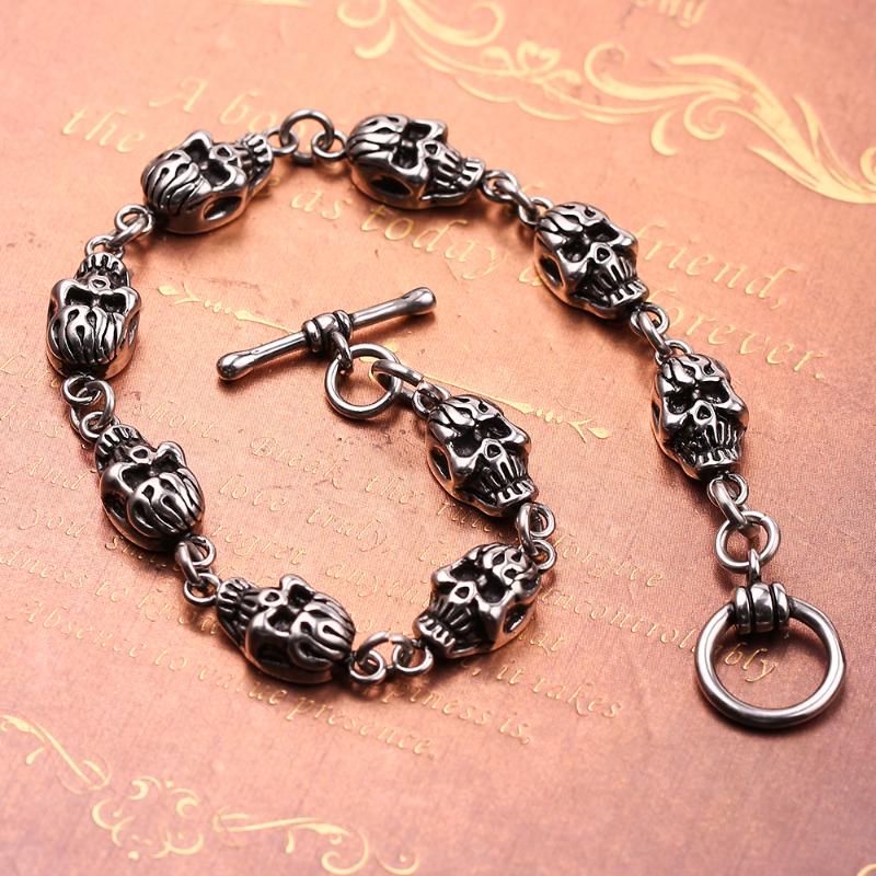 Vintage Alloy Skull Chain Charms Bracelet Factory Price Skeleton Heads Biker Bangles Chain Men Women Jewellery Accessorie Gifts
Vintage Alloy Skull Chain Charms Bracelet Factory Price Skeleton Heads Biker Bangles Chain Men Women Jewellery Accessorie Gifts