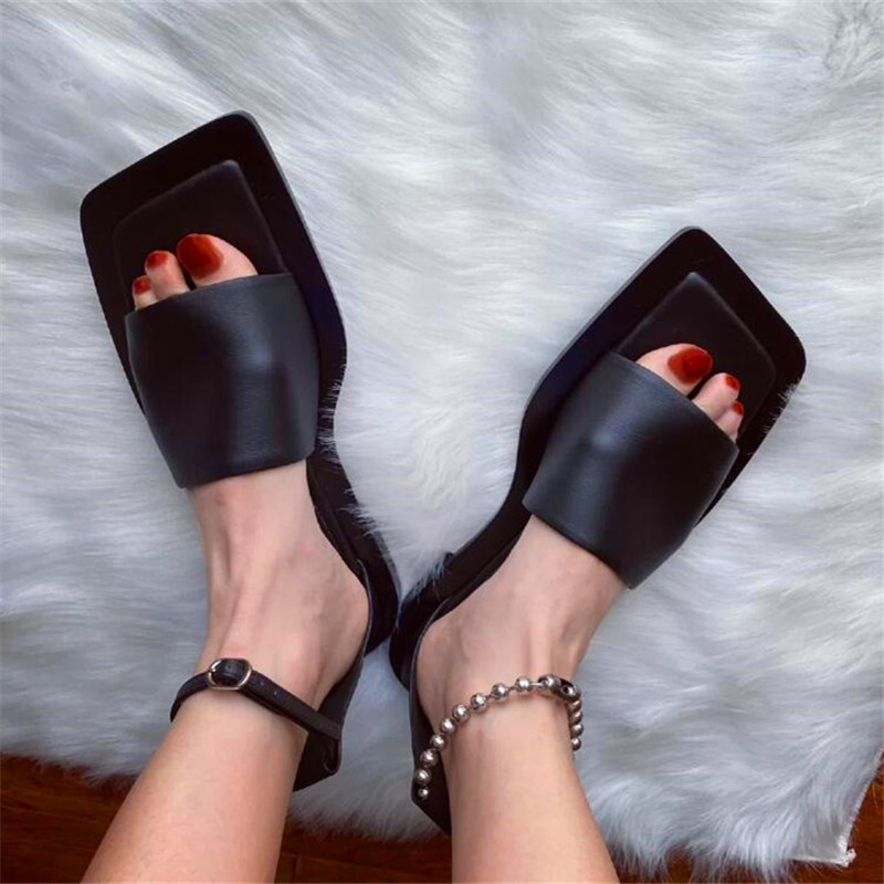New pearl chain metal buckle square toe sandals ladies summer ins tide street wild leather fairy flat toe sandals, Black
New pearl chain metal buckle square toe sandals ladies summer ins tide street wild leather fairy flat toe sandals, Black