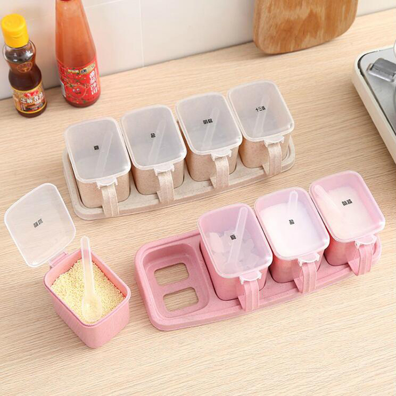 1Set Seasoning Box Condiment Storage Container Rack Spice Jar 4 Cells With Spoon 30*11*8cm
1Set Seasoning Box Condiment Storage Container Rack Spice Jar 4 Cells With Spoon 30*11*8cm