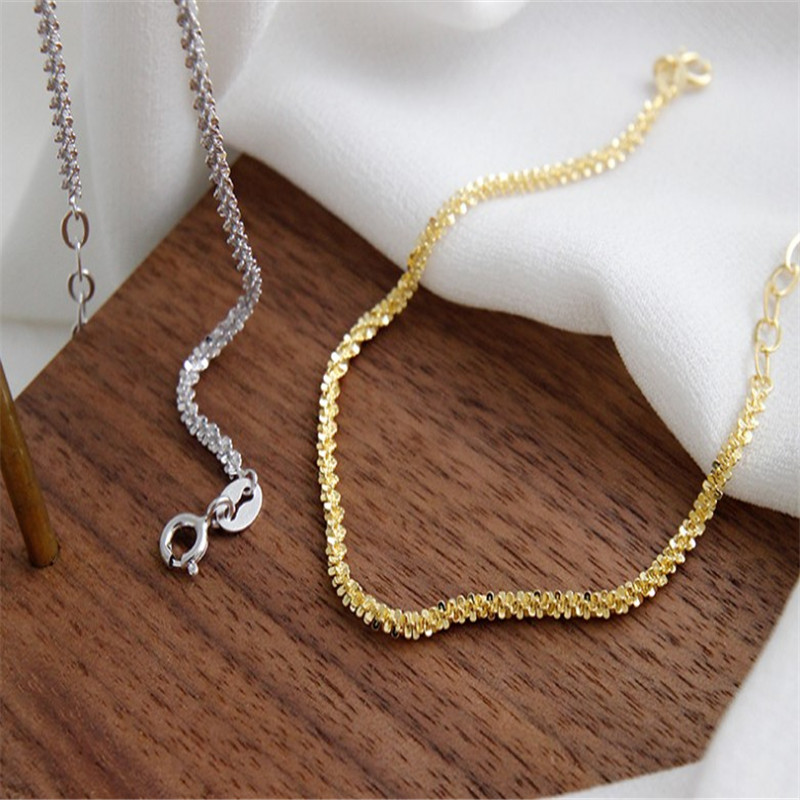 Authentic 925 Sterling Silver Geometric Bracelets For Women Fine Jewelry White Gold /18K Gold Color Wedding Bracelet