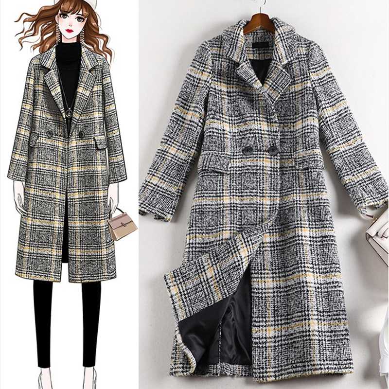 Plus size 5XL Jackets Women Plaid Wool Blends Coat Loose Long Double breasted Woolen Outerwear Winter Coat Office Overcoat G800, Gray
Plus size 5XL Jackets Women Plaid Wool Blends Coat Loose Long Double breasted Woolen Outerwear Winter Coat Office Overcoat G800, Gray