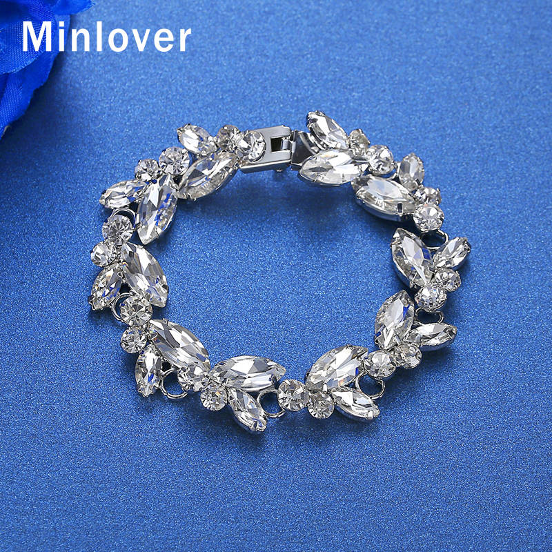 Minlover Silver Color Marquise Shape Crystal Bride Charm Bracelets Wedding Jewelry Leaf Link Chain Women Bangles Bracelet MSL370
Minlover Silver Color Marquise Shape Crystal Bride Charm Bracelets Wedding Jewelry Leaf Link Chain Women Bangles Bracelet MSL370