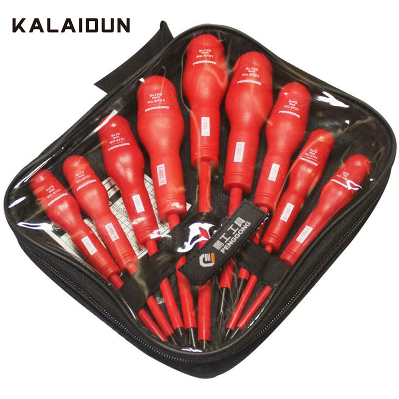 KALAIDUN Screwdriver Set 9 Pcs/set Magnetic Insulated Handle Tools High Voltage 1000V Slotted Screw Driver Electrician
KALAIDUN Screwdriver Set 9 Pcs/set Magnetic Insulated Handle Tools High Voltage 1000V Slotted Screw Driver Electrician