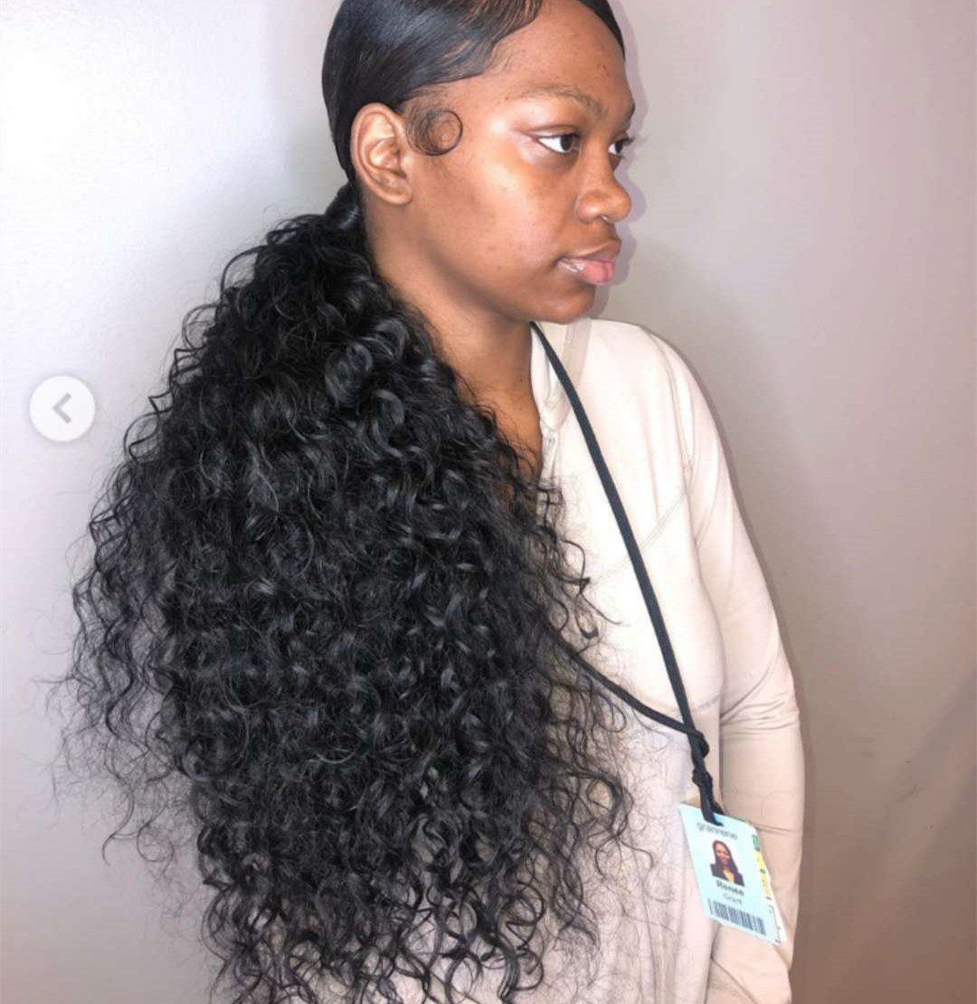 Weave black ponytail hair extension jet black natural hair long pony tail puff color #1 120g 140g 160g