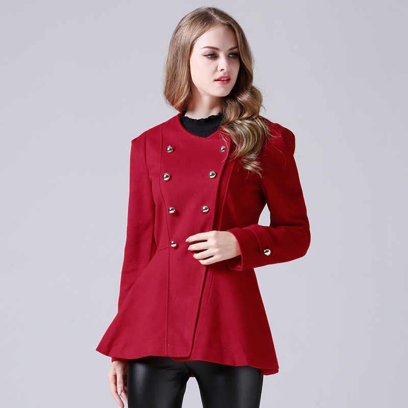 Slim Fashion Women Short Wool Blend Coat O-neck Solid Cashmere Jacket Double Breasted Full Sleeve Ladies Coats, Red
Slim Fashion Women Short Wool Blend Coat O-neck Solid Cashmere Jacket Double Breasted Full Sleeve Ladies Coats, Red
