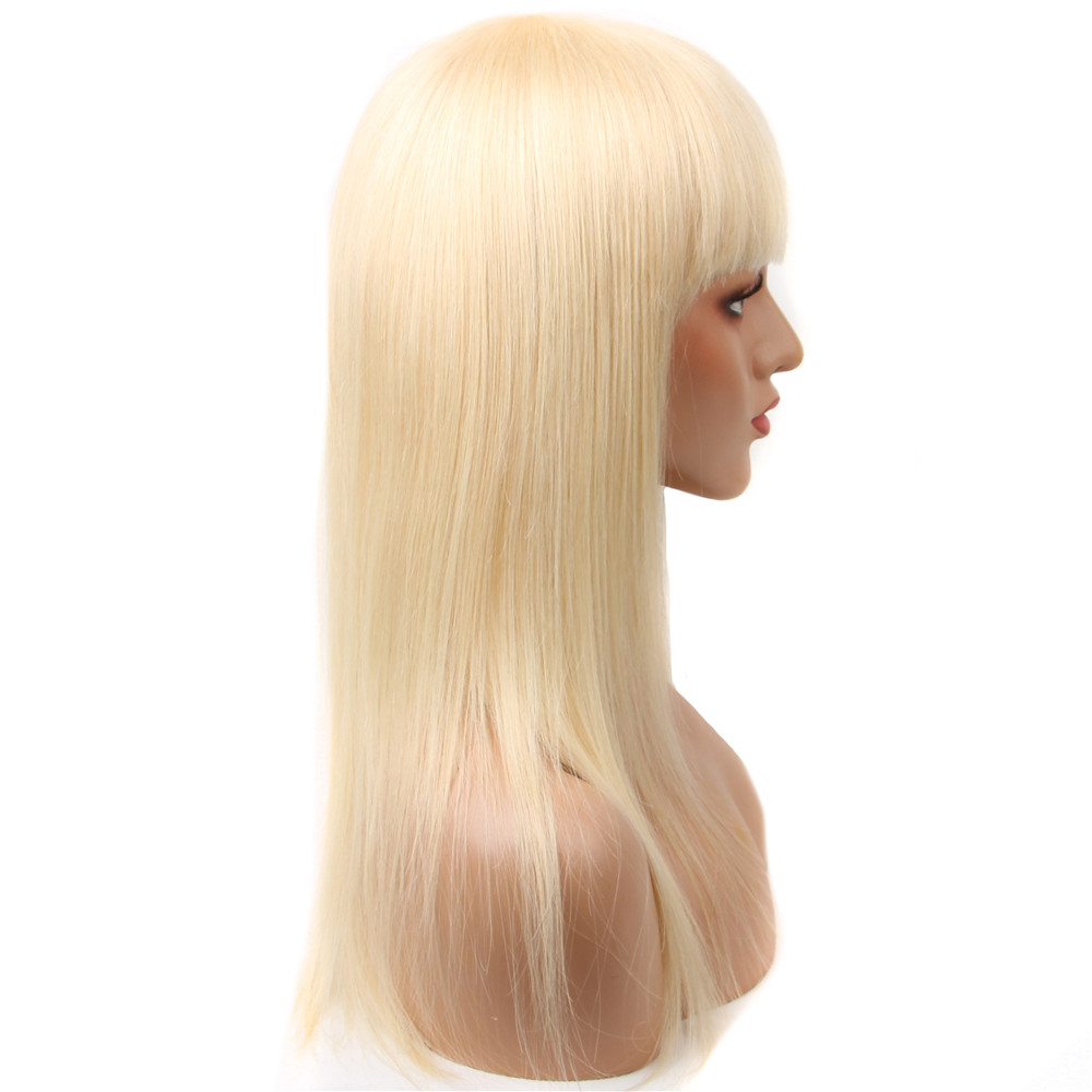 Peruvian 100% Virgin Human Hair Capless Wigs Blonde Color Qi Liu Hai Straight Mechanism Headgear 10-30inch 613# Hair Wigs