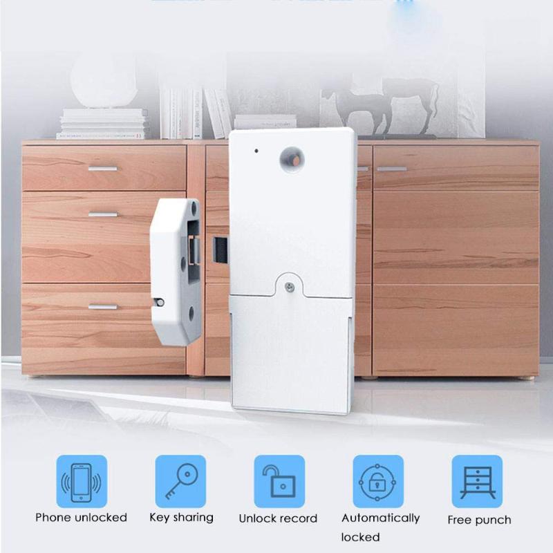 Bluetooth Mobile Phone Application Unlock, Automatic Lock Free Drawer Lock, Smart Invisible Lock, 4 AA Batteries (Not Included
Bluetooth Mobile Phone Application Unlock, Automatic Lock Free Drawer Lock, Smart Invisible Lock, 4 AA Batteries (Not Included