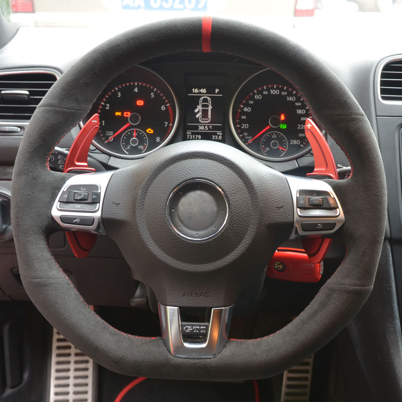 Black Alcantara Hand-stitched Steering Wheel Cover for Volkswagen Golf 6 GTI MK6 VW Polo GTI Scirocco R Passat CC R-Line 2010
Black Alcantara Hand-stitched Steering Wheel Cover for Volkswagen Golf 6 GTI MK6 VW Polo GTI Scirocco R Passat CC R-Line 2010