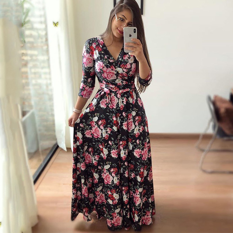 Floral Printed Long Dress Women Sexy V Neck Bandage Maxi Dresses Casual Female Party Robe Bohemia Tunic Dress Vestidos Plus Size, Big square a3
Floral Printed Long Dress Women Sexy V Neck Bandage Maxi Dresses Casual Female Party Robe Bohemia Tunic Dress Vestidos Plus Size, Big square a3