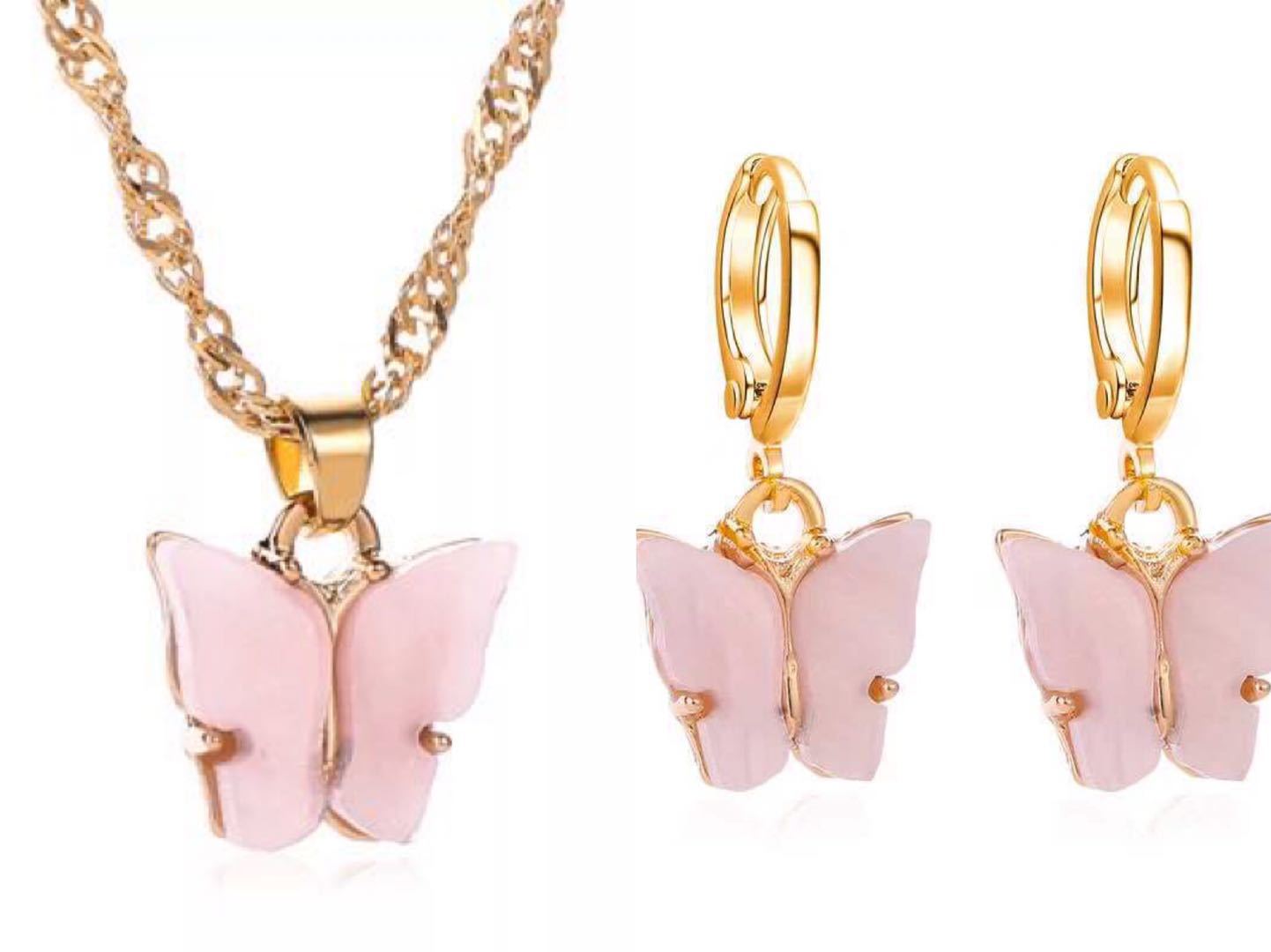 Trend Butterfly Women's Earrings Necklaces For women Set Acrylic Butterfly Earrings 2020 Fashion Animal Colorful Jewelry
