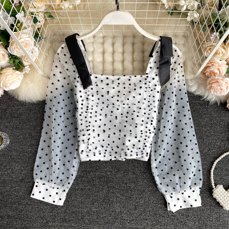 SINGRAIN Women Autumn Polka Dot Blouse Korean Style Chic Mesh Puff Sleeve Slim Short Tops French Sweet Streetwear Blouses 2020, White
SINGRAIN Women Autumn Polka Dot Blouse Korean Style Chic Mesh Puff Sleeve Slim Short Tops French Sweet Streetwear Blouses 2020, White