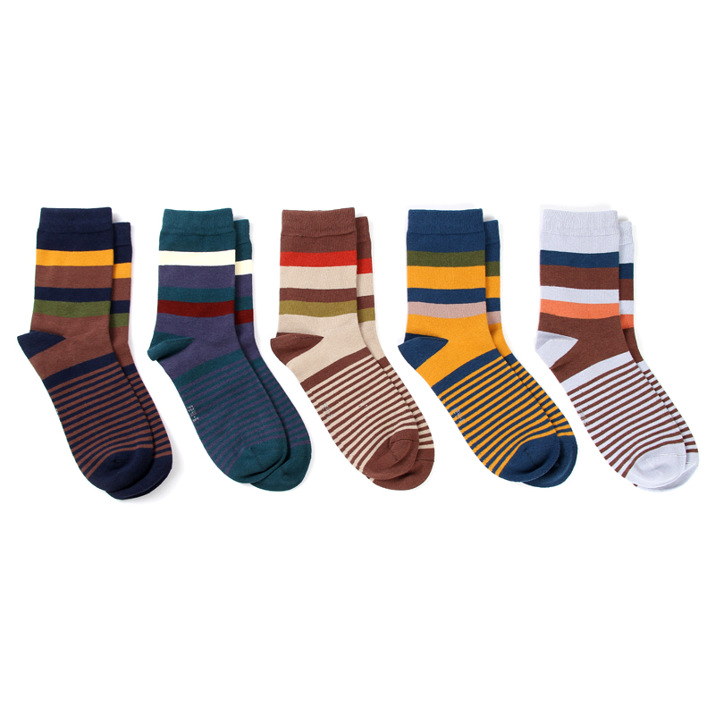 5 Pair/Lot Cotton Men's Socks Colorful Stripe Socks Fashions Compression Happy Crew Socks Men Big Size 39-45 200924