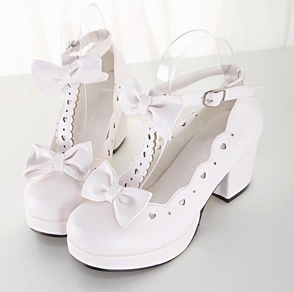 Candy Womens Lolita Mary Janes Bowknot Strap Block High Heel Platform Shoes, White
Candy Womens Lolita Mary Janes Bowknot Strap Block High Heel Platform Shoes, White