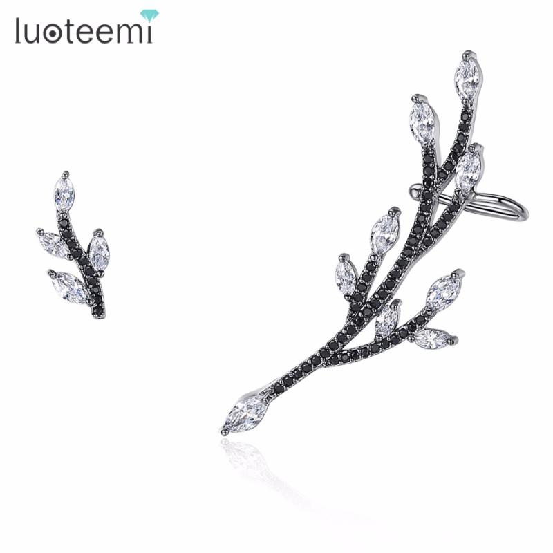 LUOTEEMI Trendy Gun-Black Color Clear Cubic Zirconia Leaf Stud Earrings for Women Unique Chinoiserie Earrings Female Gift Bijoux 
LUOTEEMI Trendy Gun-Black Color Clear Cubic Zirconia Leaf Stud Earrings for Women Unique Chinoiserie Earrings Female Gift Bijoux