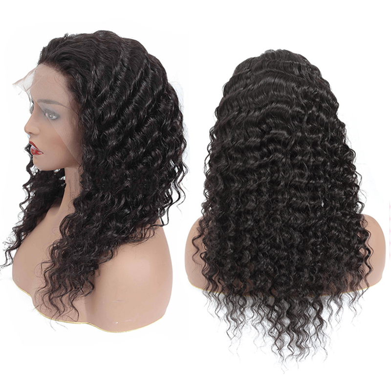 Deep Wave Human Hair Lace Front Wigs Water Wave 8inch-24inch 150% Density Brazilian No-Remy Straight Hair Lace Frontal Wig Pre Plucked