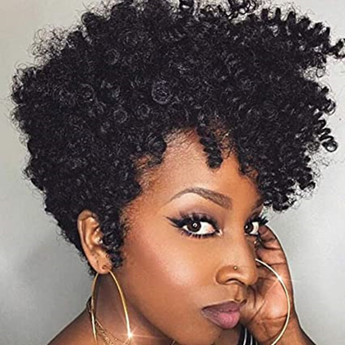 Human hair puff ponytail 10 inch Bounce African Collection Crochet Braiding Hair Carrie Curl(8mm) ponytail Hair Extension