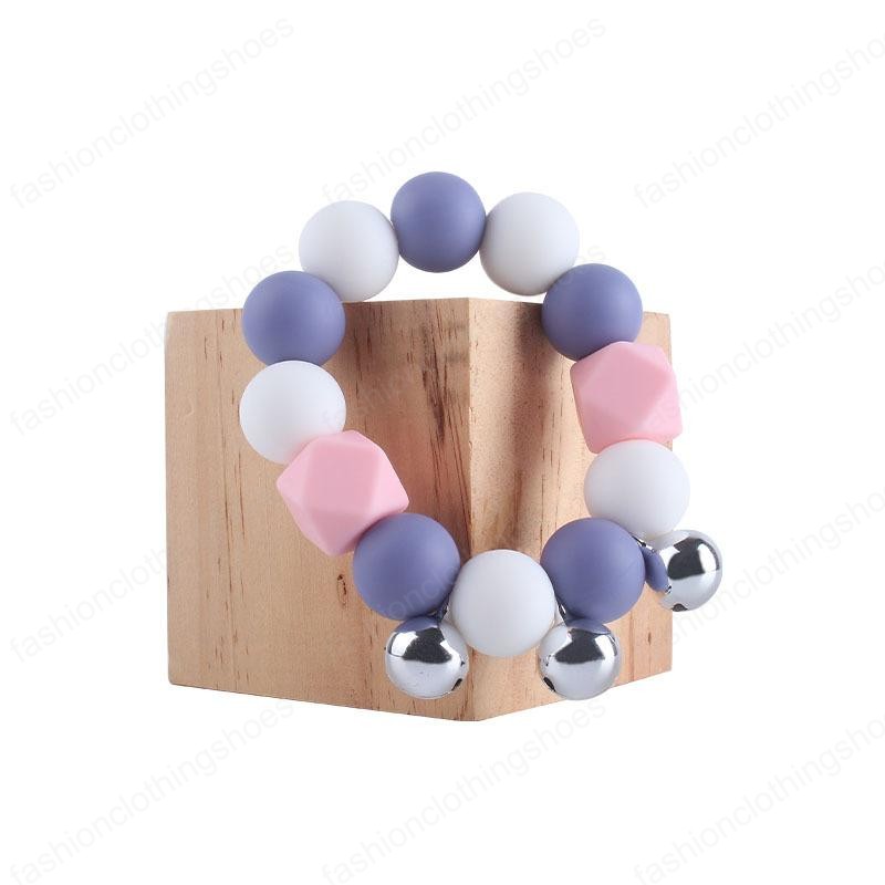 Baby Bell Toy Teethers Toddlers Boy Girls Bell Silicone Bead Teething Bracelet Baby Teething Stick