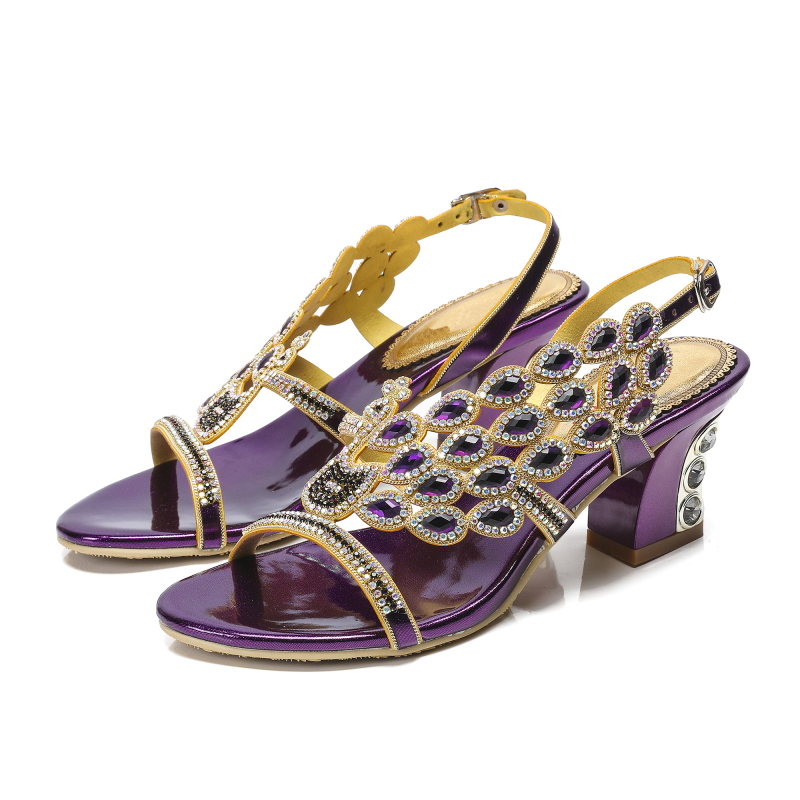 Women's Summer Purple Peacock Pattern Sandals Non-slip Joker Fashion Rough Heel Shoes Latin Dance Sandals, Blue
Women's Summer Purple Peacock Pattern Sandals Non-slip Joker Fashion Rough Heel Shoes Latin Dance Sandals, Blue