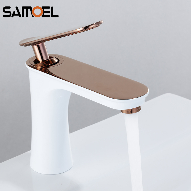 Elegant White Paint with Rose Gold Bathroom Basin Cold and Hot Water Faucet Deck-mounted Sink Mixer Tap W3056
Elegant White Paint with Rose Gold Bathroom Basin Cold and Hot Water Faucet Deck-mounted Sink Mixer Tap W3056