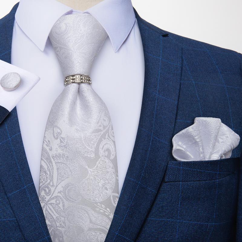 Bow Ties Fashion 8cm Neckties Men White Floral Paisley Silk Jacquard Woven Wedding Party Tie Pocket Square Cufflinks Ring 4pc Set DiBanGu
Bow Ties Fashion 8cm Neckties Men White Floral Paisley Silk Jacquard Woven Wedding Party Tie Pocket Square Cufflinks Ring 4pc Set DiBanGu