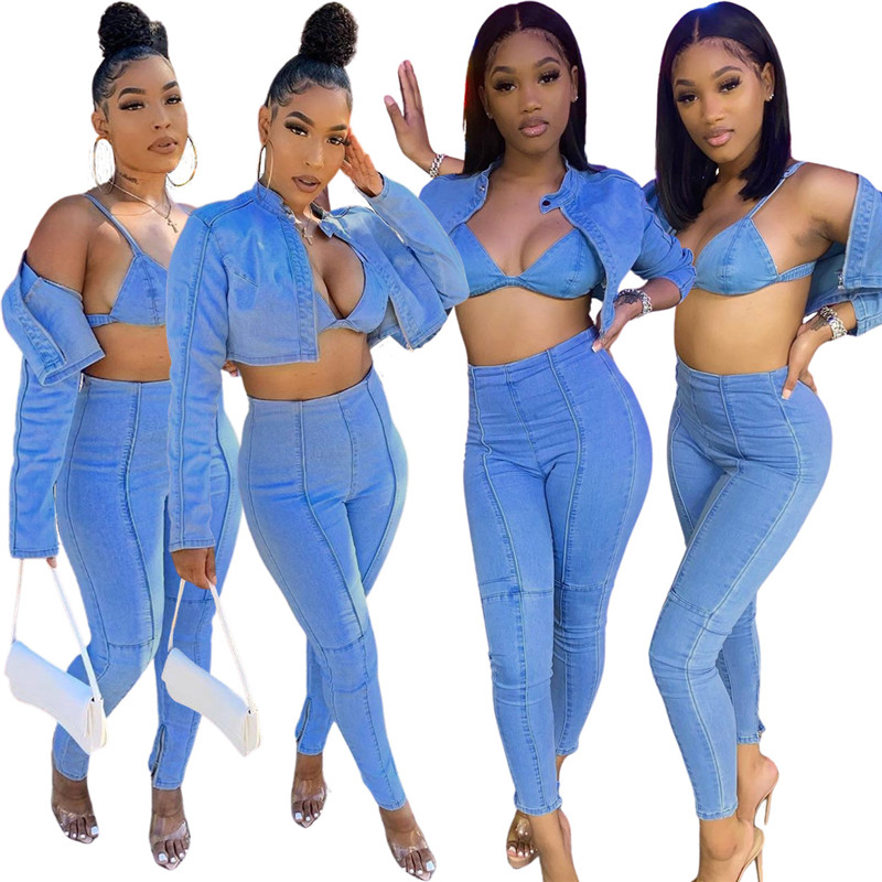 Womens Designers Clothes Fashion Denim Short Zip Jacket Two Piece Outfits Casual Women 2 Piece Clothing Set, Blue(bras excluding)
Womens Designers Clothes Fashion Denim Short Zip Jacket Two Piece Outfits Casual Women 2 Piece Clothing Set, Blue(bras excluding)
