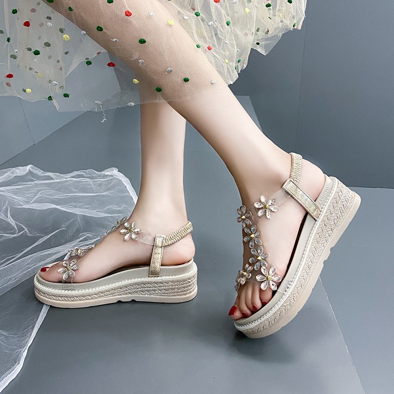 Rhinestone women's sandals clear heels summer fairy wedges heels 2020 celebrity Roman sandals with sponge cake and thick, Black
Rhinestone women's sandals clear heels summer fairy wedges heels 2020 celebrity Roman sandals with sponge cake and thick, Black
