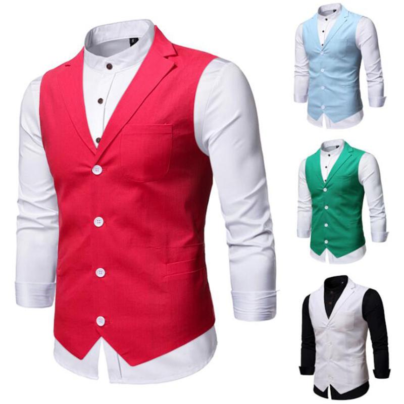 Single Breasted Suit Vest For Men Gentleman Slim Fit Vest Male Casual Pocket Sleeveless Waistcoat Gilet Homme Business D30, Red
Single Breasted Suit Vest For Men Gentleman Slim Fit Vest Male Casual Pocket Sleeveless Waistcoat Gilet Homme Business D30, Red