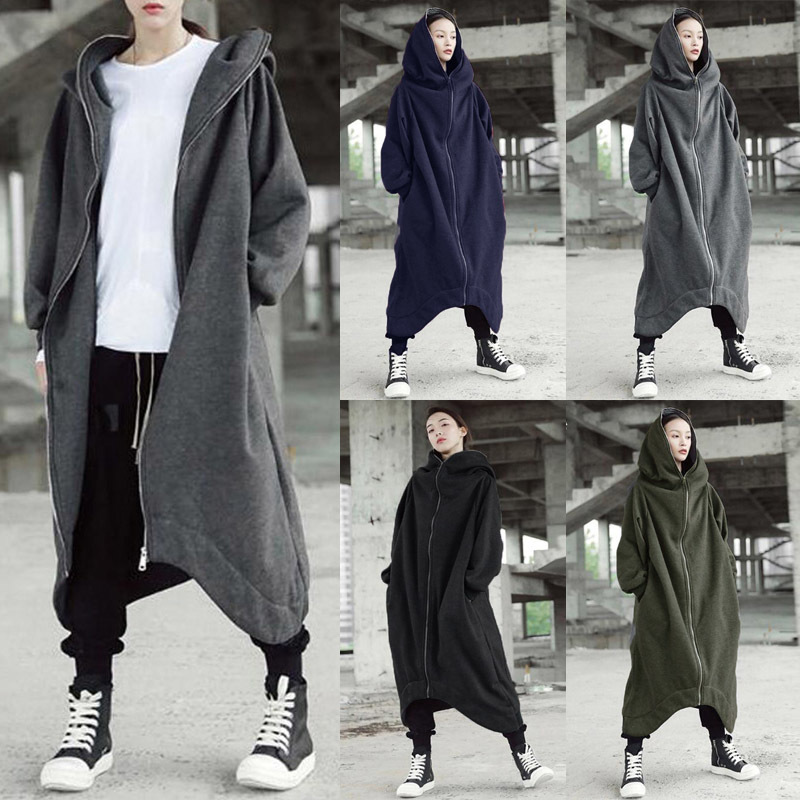 2020 ZANZEA Women Long Sleeve Hooded Coats Winter Fleece Jackets Plus Size Sweatshirt Coat Loose Outwear Windbreakers Hooded T200828