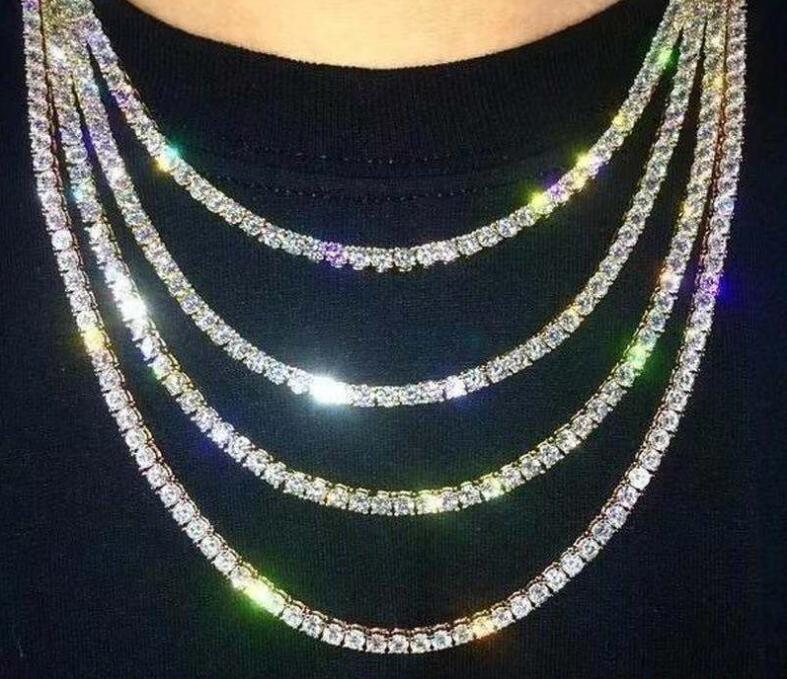 Men Hiphop Iced Out Chains Diamond Tennis Chain Hip Hop Necklace Bracelet 3mm 4mm 9-30 inch Silver Gold Necklaces Bracelet - view 3