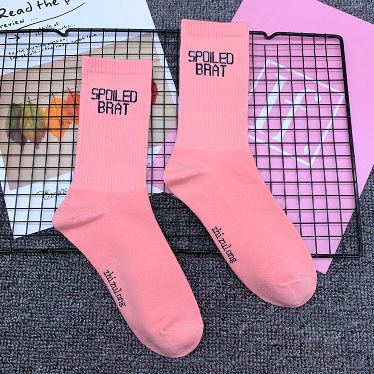 CHAOZHU New spoiled brat Bright colors fashion stretch street young socks 8 colors neon navy purple white yellow unisex socks