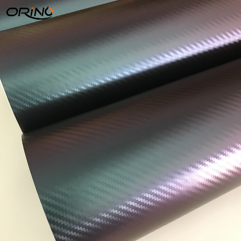 Blue to Purple Chameleon Carbon Fiber Vinyl Wrap Roll with Air-Release Technology Full Car Wrapping Foil