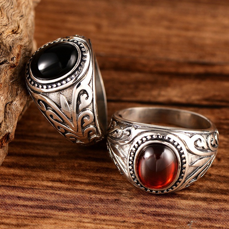 Real 925 Sterling Silver Rings With Oval Red/black Stone Thai Silver Punk Rock Jewelry Big Size For Men Or Women
Real 925 Sterling Silver Rings With Oval Red/black Stone Thai Silver Punk Rock Jewelry Big Size For Men Or Women