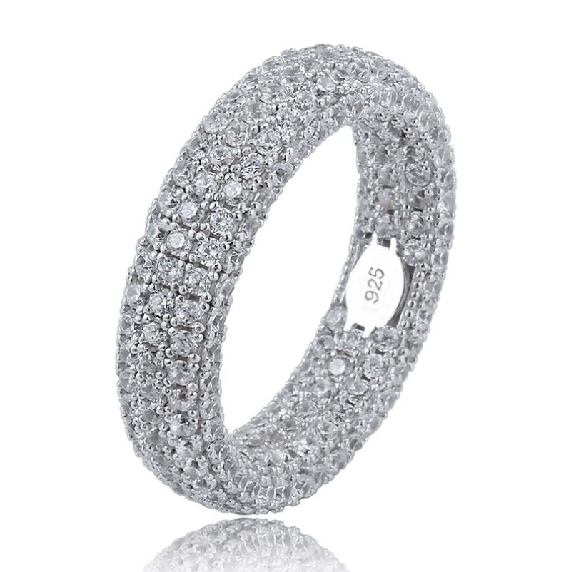 New Sparkling Vintage Fine Jewelry Real 100% 925 Sterling Silver Pave White Sapphire CZ Diamond Pink Gemstones Women Wedding Ban Ring Gift