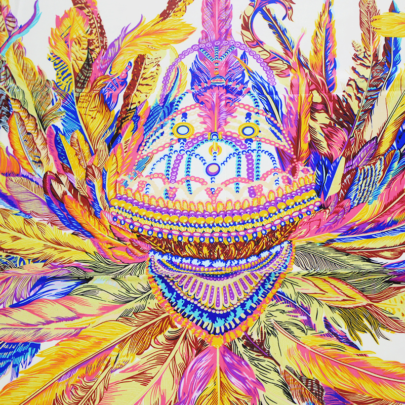 Hair Wrap Head Scarf 130 Sauqre Silk Scarf Top Indian Feather Printed Bandana Vintage Neck Foulard Femme Headwrap Versatile Accessory