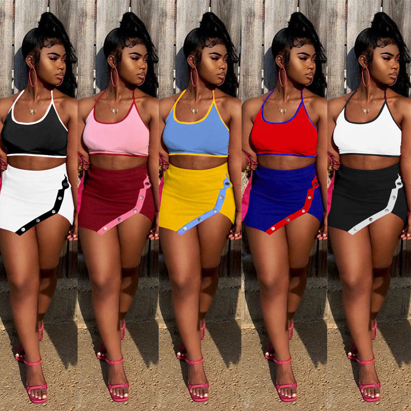 Fashion women 2 two piece outfits sets lace-up halter crop top button irregular mini skirt suits Summer clothes clubwear plus size clothing, White
Fashion women 2 two piece outfits sets lace-up halter crop top button irregular mini skirt suits Summer clothes clubwear plus size clothing, White